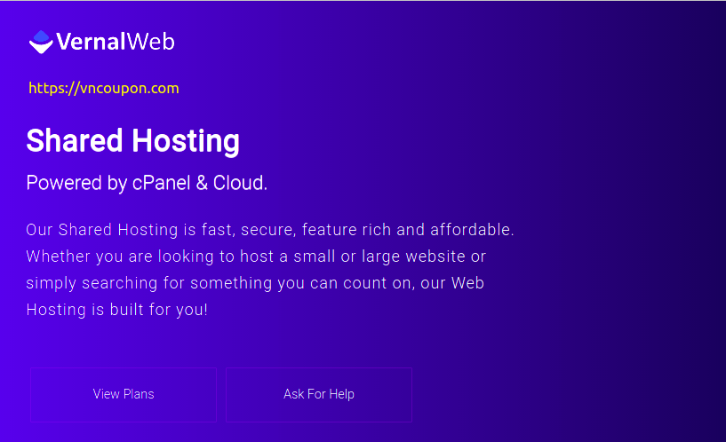 VernalWeb – 50% Off Cloud Shared Hosting Offers
