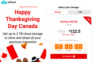 pCloud Happy Thanksgiving Day Canada – Save 76% off Cloud Storage
