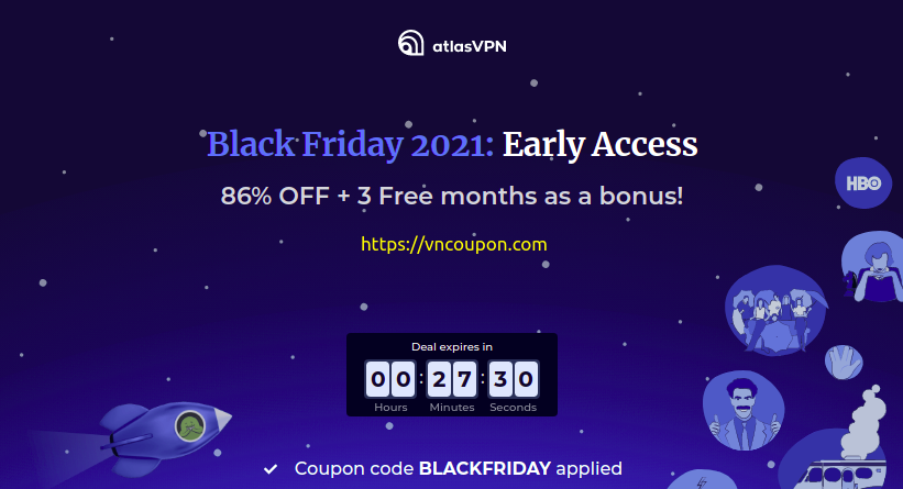 [Pre Black Friday 2021] Atlas VPN – 86% OFF + 3 Free months as a bonus!