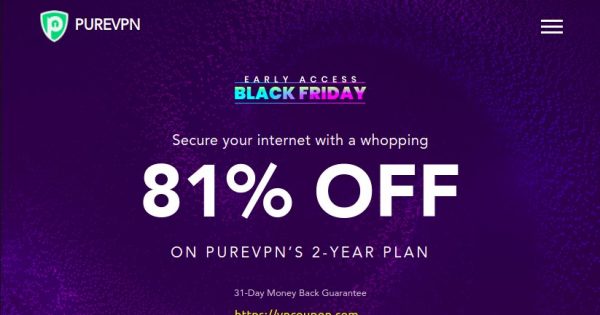 [Pre Black Friday 2021] PureVPN – 81% OFF On PureVPN’s 2-Year Plan