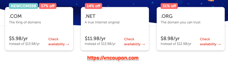Namecheap Holiday Deals - Up to 92% off top Domains - VN Coupon