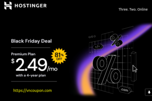 [Pre Black Friday 2023] Hostinger – 81% Off Premium Shared Hosting for $2.49/mo + FREE Domain (with a 4-year plan)