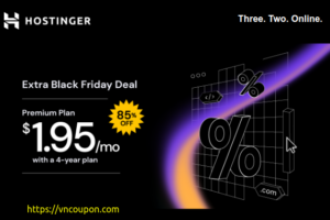 [Black Friday 2024] Hostinger – 85% Off Premium Shared Hosting for $1.95/mo + FREE Domain (with a 4-year plan)