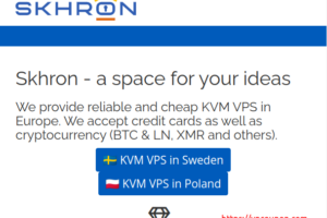 Skhron – Cheap Crypto-Friendly VPS from €9.8/year