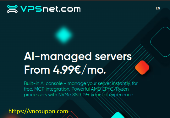 VPSnet.com – EU NVMe VPS from €4.99/month – 60% Off for first month