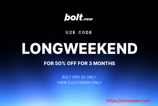 Bolt.new AI builder – 50% off Pro for the long weekend