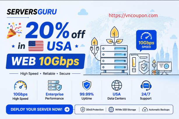 Servers Guru – 20% off our USA West 10 Gbps VPS