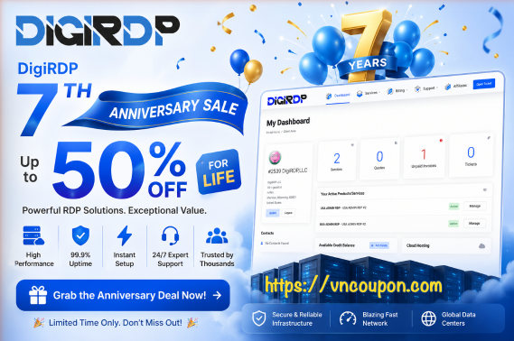 DigiRDP 7th Anniversary Sale: Up to 50% OFF for Life on Windows RDP & Cloud VPS