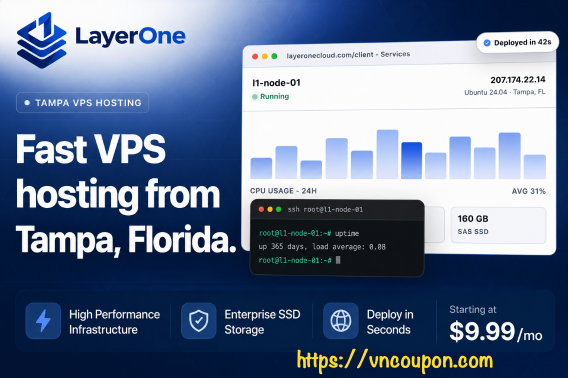 LayerOne – KVM VPS from $17.99/Year – 50% Deposit Bonus