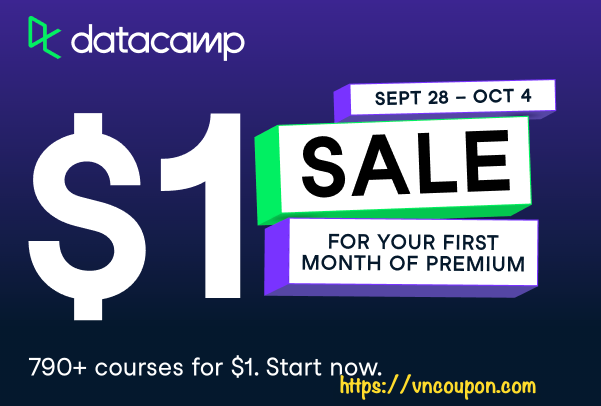 DataCamp $1 Sale – For your first month of premium